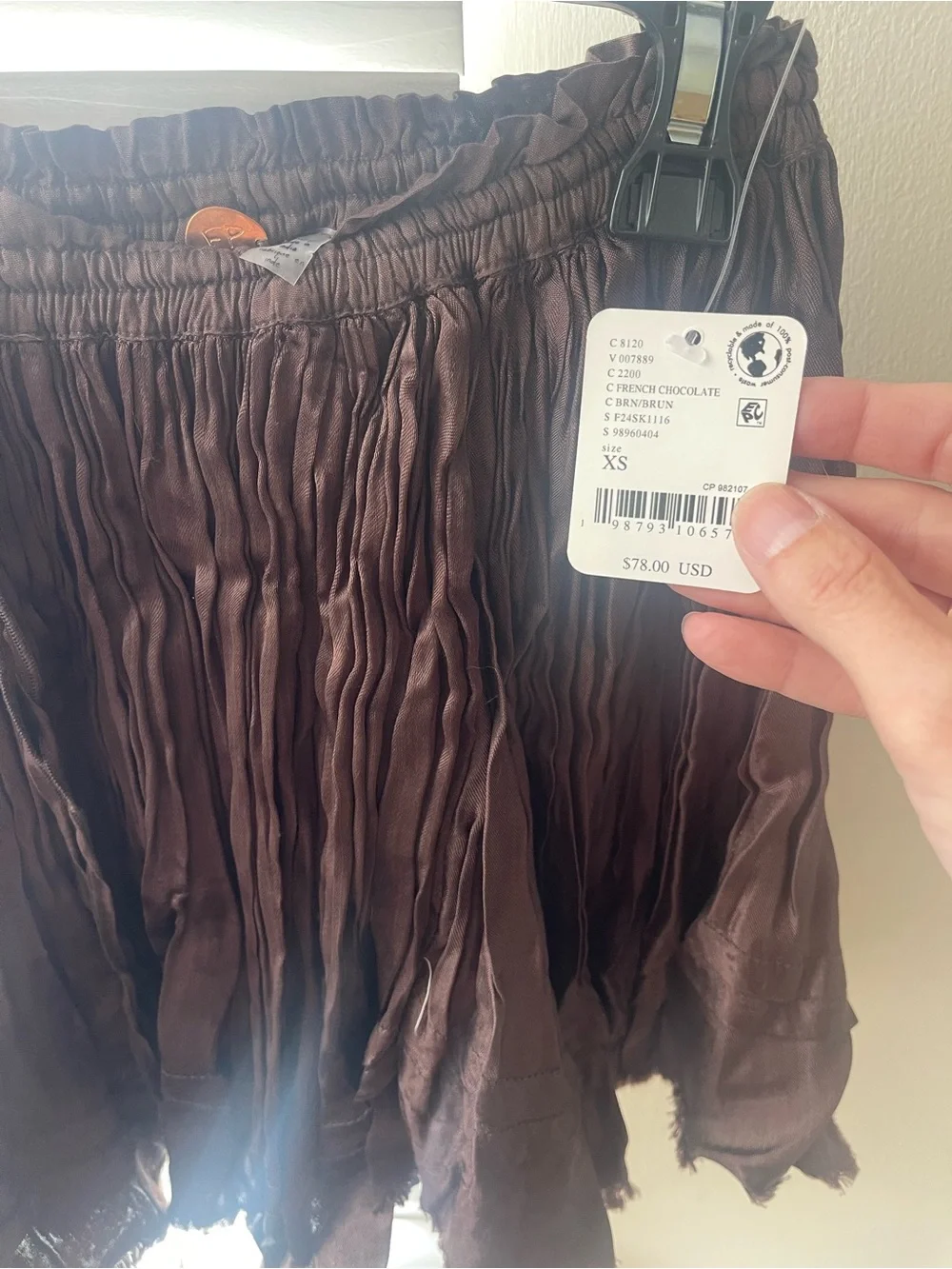 Free People Brown Crinkled Mini Skirt - Picture 4 of 5